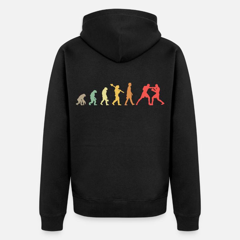 Boxing Evolution Boxen Entwicklung Retro - Unisex Premium Bio Zip Hoodie - Schwarz