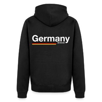 Germany - Unisex Premium Bio Zip Hoodie - Schwarz - Hinten - Nico (187cm)