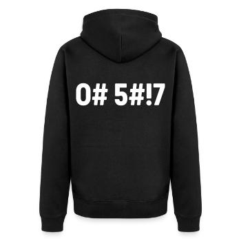 Oh Scheiße, codiert - Unisex Premium Bio Zip Hoodie - Schwarz - Hinten - Nico (187cm)