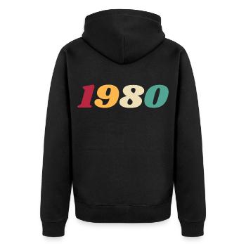 1980 Gift 1980 Birthday 1980 Retro 1980's - Unisex Premium Organic Zip Hoodie - black - Back - Nico (187cm)