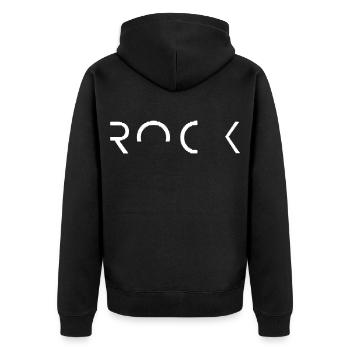 Rockmusik-Kultur-Gitarrenlegende - Unisex Premium Bio Zip Hoodie - Schwarz - Hinten - Nico (187cm)