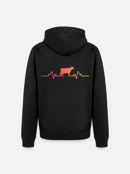 kühe Herzschlag kuh kühe - Unisex Premium Bio Zip Hoodie - Schwarz