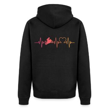 Motorrad Motorradfahren Herzschlag - Unisex Premium Bio Zip Hoodie - Schwarz - Hinten - Nico (187cm)