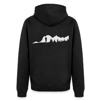 Gift idea for mountain hikes in the mountains - Unisex Premium Organic Zip Hoodie - black - Back - Nico (187cm)