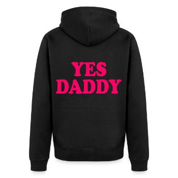 Yes daddy - Unisex Premium Bio Zip Hoodie - Schwarz - Hinten - Nico (187cm)