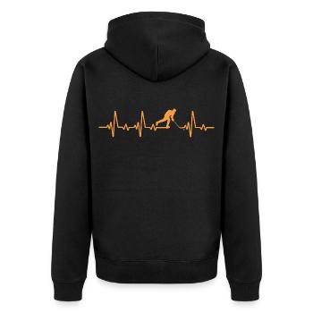 Hockey Heartbeat Hockey T-Shirt - Unisex Premium Bio Zip Hoodie - Schwarz - Hinten - Nico (187cm)