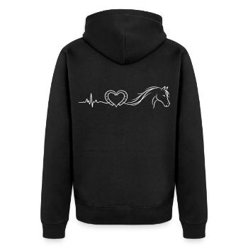 Horses Heartbeat – Rider Gift Idea - Unisex Premium Organic Zip Hoodie - black - Back - Nico (187cm)