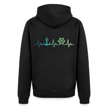 Ankerherzschlag Matrose Geschenk Matrose - Unisex Premium Bio Zip Hoodie - Schwarz - Hinten - Nico (187cm)