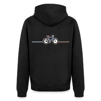 Retro Fahrrad  - Unisex Premium Bio Zip Hoodie - Schwarz - Hinten - Nico (187cm)