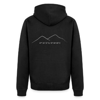 Zugspitze Coordinates - Unisex Premium Organic Zip Hoodie - black - Back - Nico (187cm)