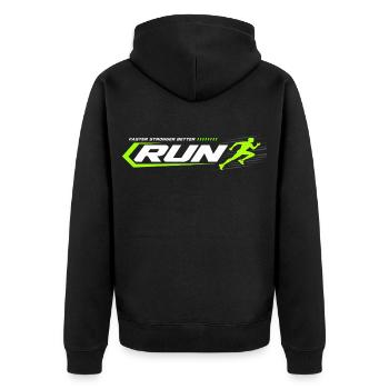 Neon Run Logo Sprint Look - Unisex Premium Organic Zip Hoodie - black - Back - Nico (187cm)