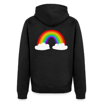 Regenbogen - Unisex Premium Bio Zip Hoodie - Schwarz - Hinten - Nico (187cm)