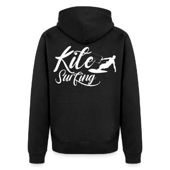 Kitesurfen Kite Kitesurfing Kitesurf Kitesurfer - Unisex Premium Bio Zip Hoodie - Schwarz - Hinten - Nico (187cm)