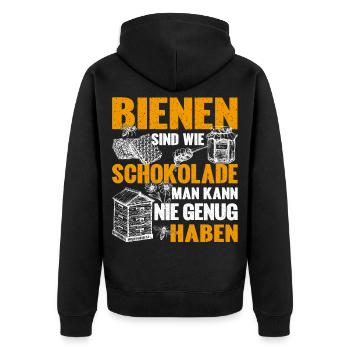 Nie genug Bienen leidenschaftlicher Imker Imkerei - Unisex Premium Bio Zip Hoodie - Schwarz - Hinten - Nico (187cm)
