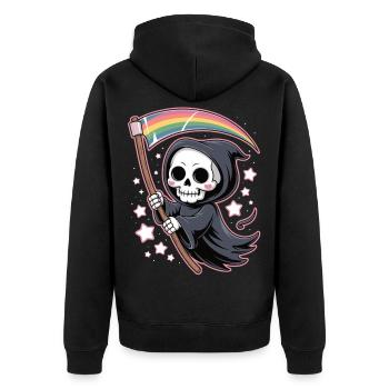 Mignon Faucheur avec arc-en-ciel - Veste à capuche bio Premium Unisexe - noir - Dos - Nico (187cm)