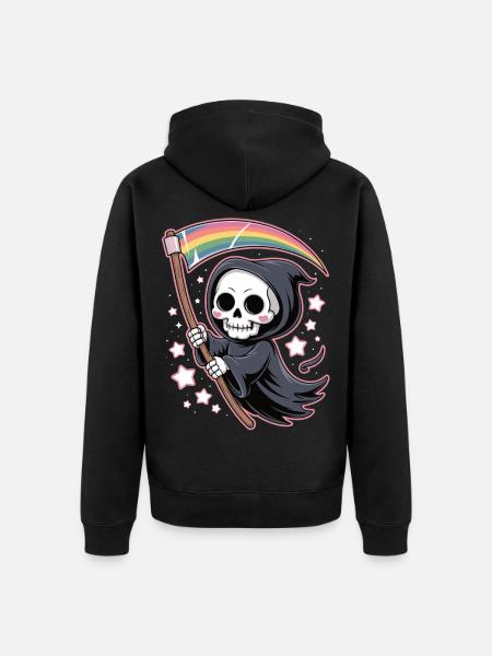 Mignon Faucheur avec arc-en-ciel - Veste à capuche bio Premium Unisexe - noir