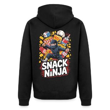 Snack Ninja T-Shirt - Unisex Premium Bio Zip Hoodie - Schwarz - Hinten - Nico (187cm)