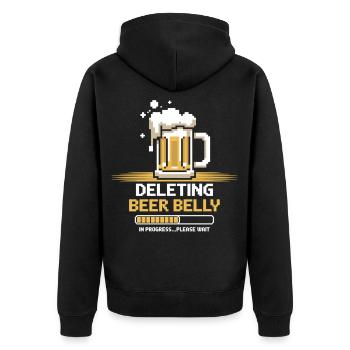 Fortschritt: Bierbauch löschen - Unisex Premium Bio Zip Hoodie - Schwarz - Hinten - Nico (187cm)
