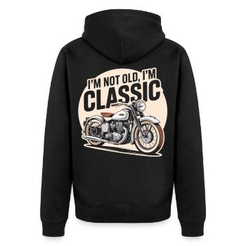 Motards vintage : classiques au lieu d’anciens - Veste à capuche bio Premium Unisexe - noir - Dos - Nico (187cm)