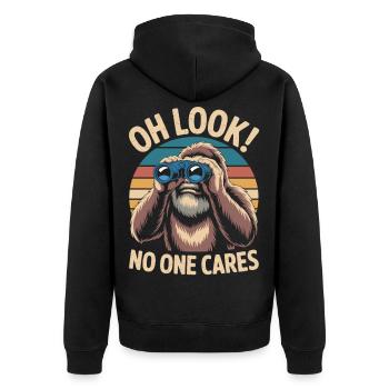 Sarcastic Bigfoot - Nobody Cares - Unisex Premium Organic Zip Hoodie - black - Back - Nico (187cm)