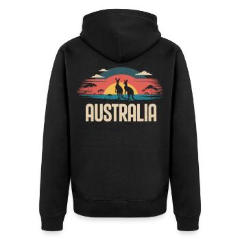 Australien mit Kängurus im Outback - Unisex Premium Bio Zip Hoodie - Schwarz - Hinten - Nico (187cm)