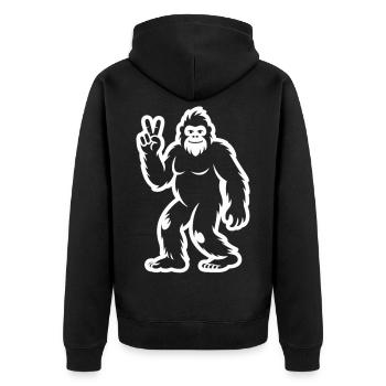 Bigfoot Peace Shirt - Unisex Premium Organic Zip Hoodie - black - Back - Nico (187cm)