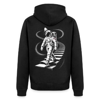 Astronaut Spacewalker Weltraum Shirt - Unisex Premium Bio Zip Hoodie - Schwarz - Hinten - Nico (187cm)