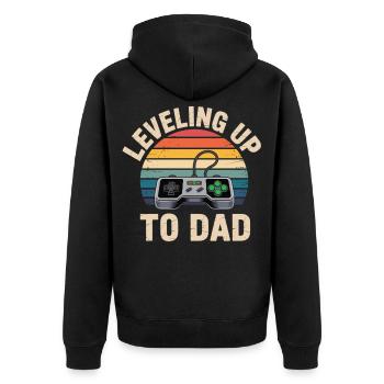 Level Up to Dad Shirt - Unisex Premium Organic Zip Hoodie - black - Back - Nico (187cm)
