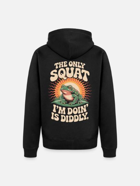 Frosch Faulheit Spruchshirt - Unisex Premium Bio Zip Hoodie - Schwarz