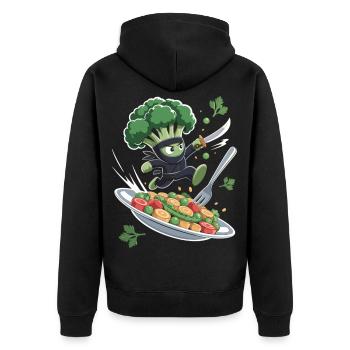 Brocoli Ninja en action - Veste à capuche bio Premium Unisexe - noir - Dos - Nico (187cm)