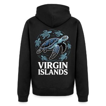 Schildkrötenliebe Virgin Islands - Unisex Premium Bio Zip Hoodie - Schwarz - Hinten - Nico (187cm)