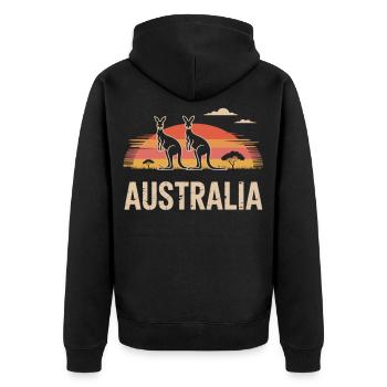 Australia Retro Look - Unisex Premium Organic Zip Hoodie - black - Back - Nico (187cm)