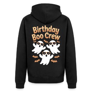 Boo Crew Geburtstagsshirt mit Spukfaktor - Unisex Premium Bio Zip Hoodie - Schwarz - Hinten - Nico (187cm)