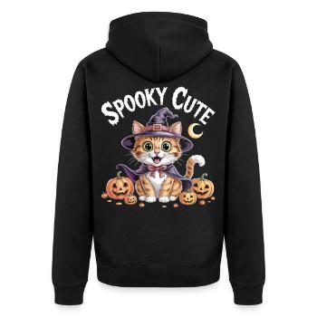 Süße Hexenkatze – Spooky Cute Halloween Shirt - Unisex Premium Bio Zip Hoodie - Schwarz - Hinten - Nico (187cm)