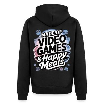 Gamer & Fastfood – Besser wird's nicht - Unisex Premium Bio Zip Hoodie - Schwarz - Hinten - Nico (187cm)