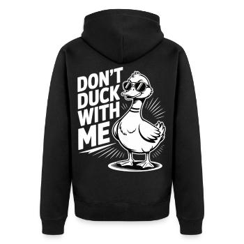 Freche Ente – Don't Duck With Me - Unisex Premium Organic Zip Hoodie - black - Back - Nico (187cm)