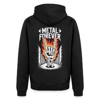 Für immer Metal – Skelett-Hand Motiv - Unisex Premium Bio Zip Hoodie - Schwarz - Hinten - Nico (187cm)