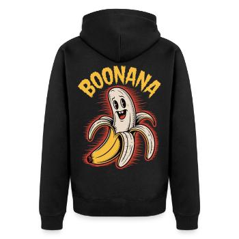 Boonana Banane Geist Halloween - Unisex Premium Bio Zip Hoodie - Schwarz - Hinten - Nico (187cm)