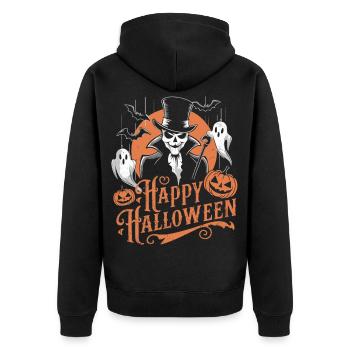 Squelette Gentleman Halloween - Veste à capuche bio Premium Unisexe - noir - Dos - Nico (187cm)