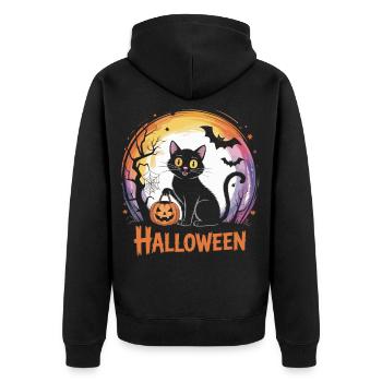 Chat noir mignon pour Halloween - Veste à capuche bio Premium Unisexe - noir - Dos - Nico (187cm)