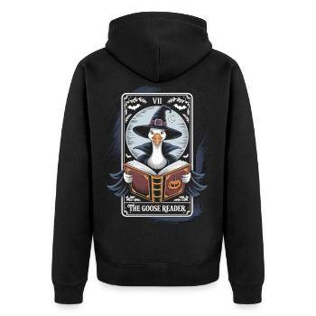 Geese Witches Tarot Reader Shirt - Unisex Premium Organic Zip Hoodie - black - Back - Nico (187cm)