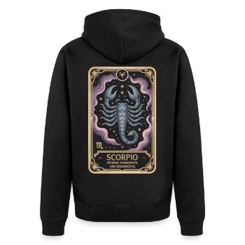 Sternzeichen Skorpion Tarot Shirt - Unisex Premium Bio Zip Hoodie - Schwarz - Hinten - Nico (187cm)