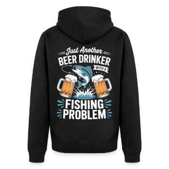Pêche et dicton de bière - Veste à capuche bio Premium Unisexe - noir - Dos - Nico (187cm)