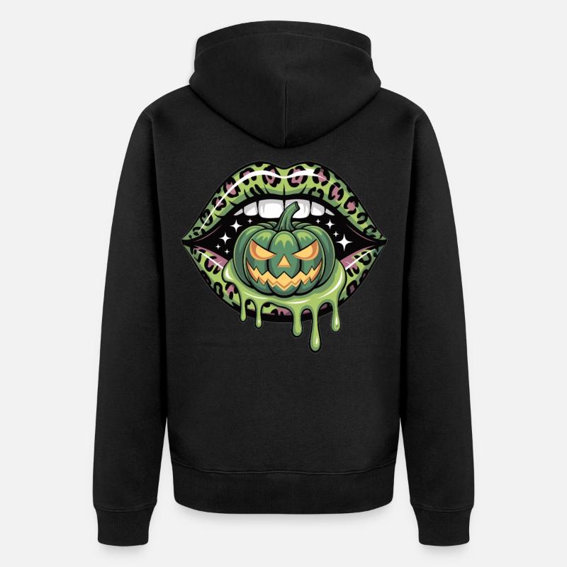 Lèvres léopard Halloween - Veste à capuche bio Premium Unisexe - noir