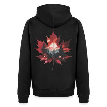 Chemise Feuille d’érable Forest Nature - Veste à capuche bio Premium Unisexe - noir - Dos - Nico (187cm)
