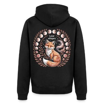 Mystic Fox Moon Phases Shirt - Unisex Premium Organic Zip Hoodie - black - Back - Nico (187cm)