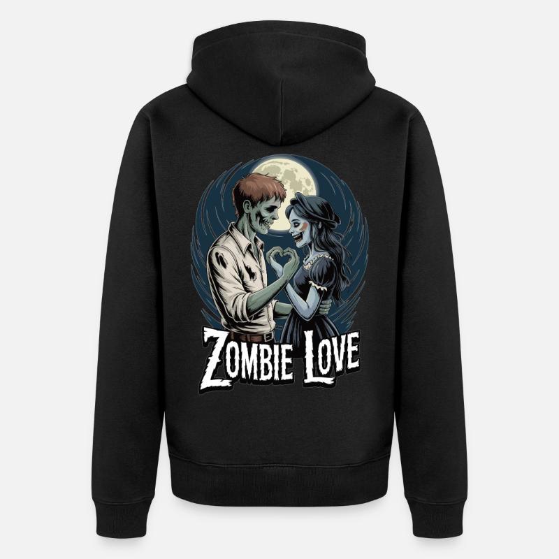 Chemise Halloween Couples - Veste à capuche bio Premium Unisexe - noir
