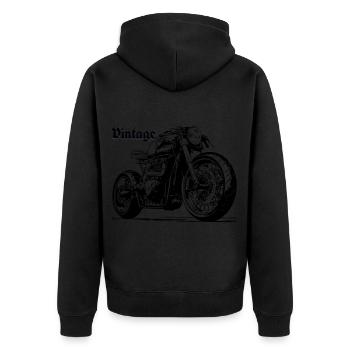 Moto vintage noir gris foncé moto - Veste à capuche bio Premium Unisexe - noir - Dos - Nico (187cm)