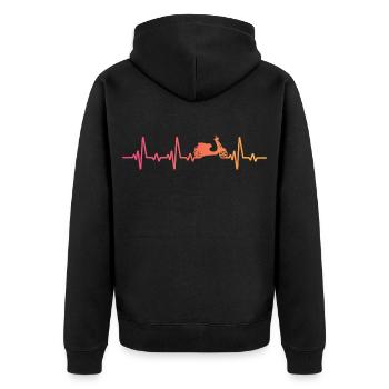 Moped Sunset Heartbeat Mofa Scooter - Unisex Premium Bio Zip Hoodie - Schwarz - Hinten - Nico (187cm)