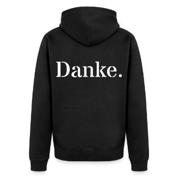 Danke - Unisex Premium Bio Zip Hoodie - Schwarz - Hinten - Nico (187cm)